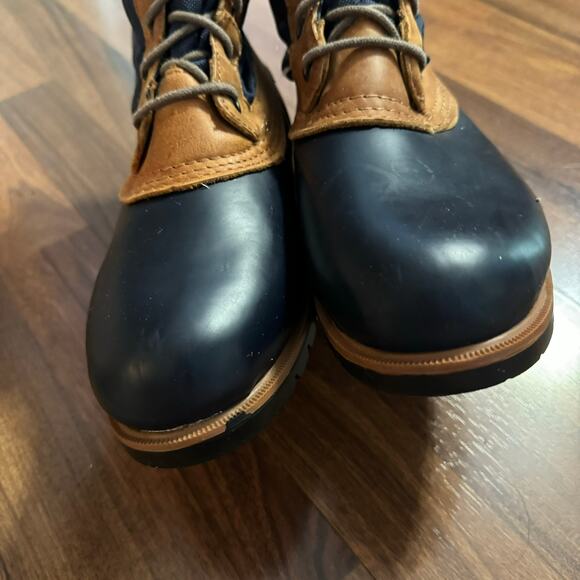 Vintage Lands' End Navy Blue & Brown Duck Boots Size 10 Rain Winter - Picture 5 of 10